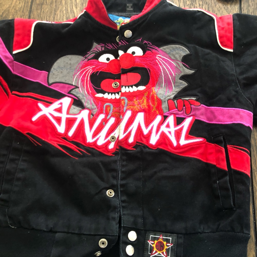 JH The Muppets Animal Embroidered Denim Jacket Snap Front Jeffrey Daytona